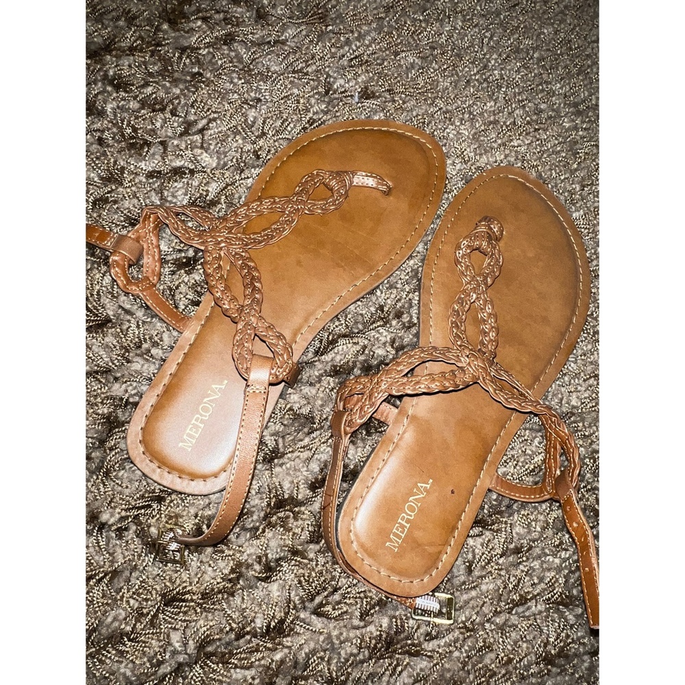 Brown Crocheted Flats